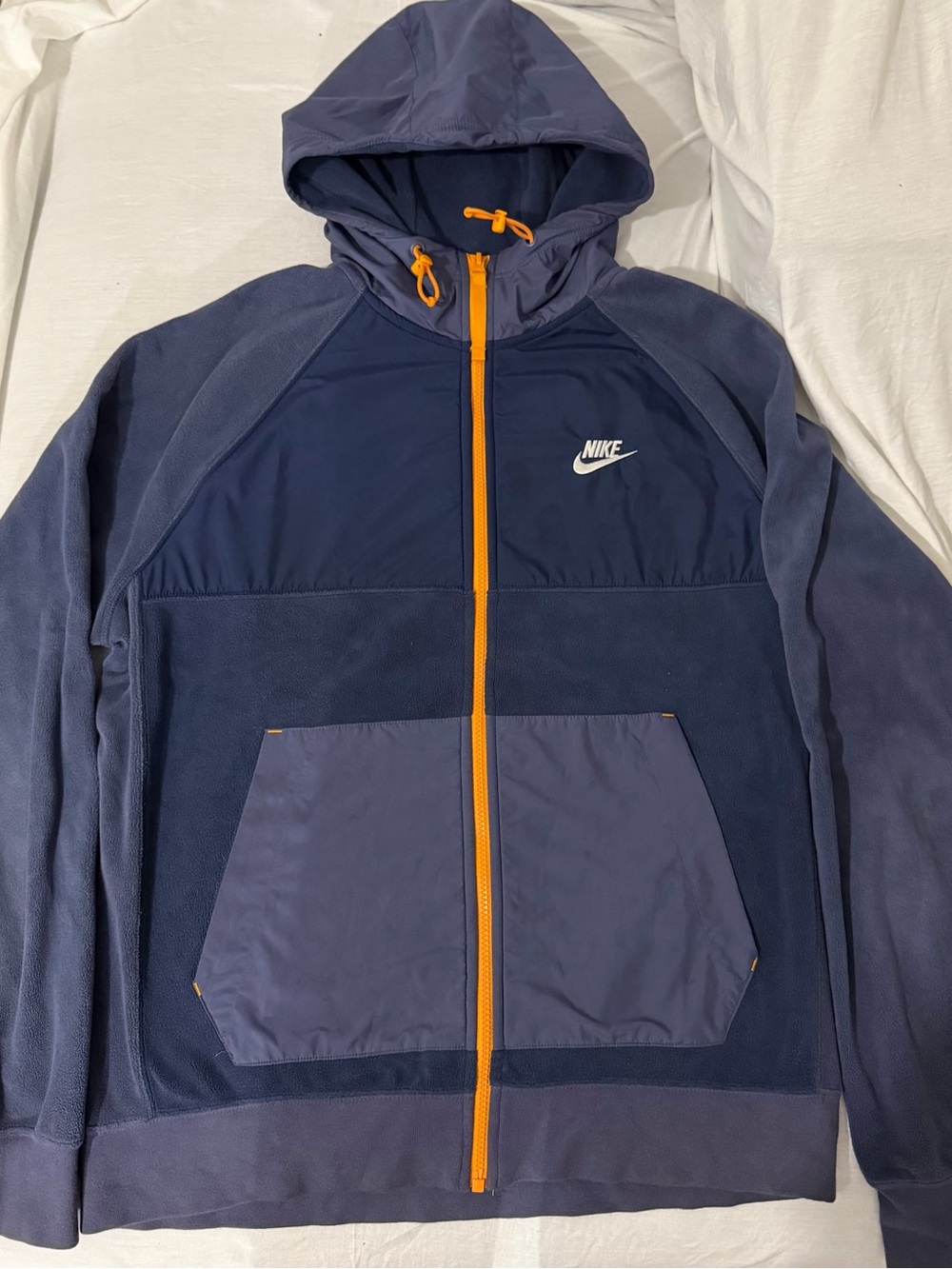 Nike Navy Hooded Zip Jacket with Orange Zipper